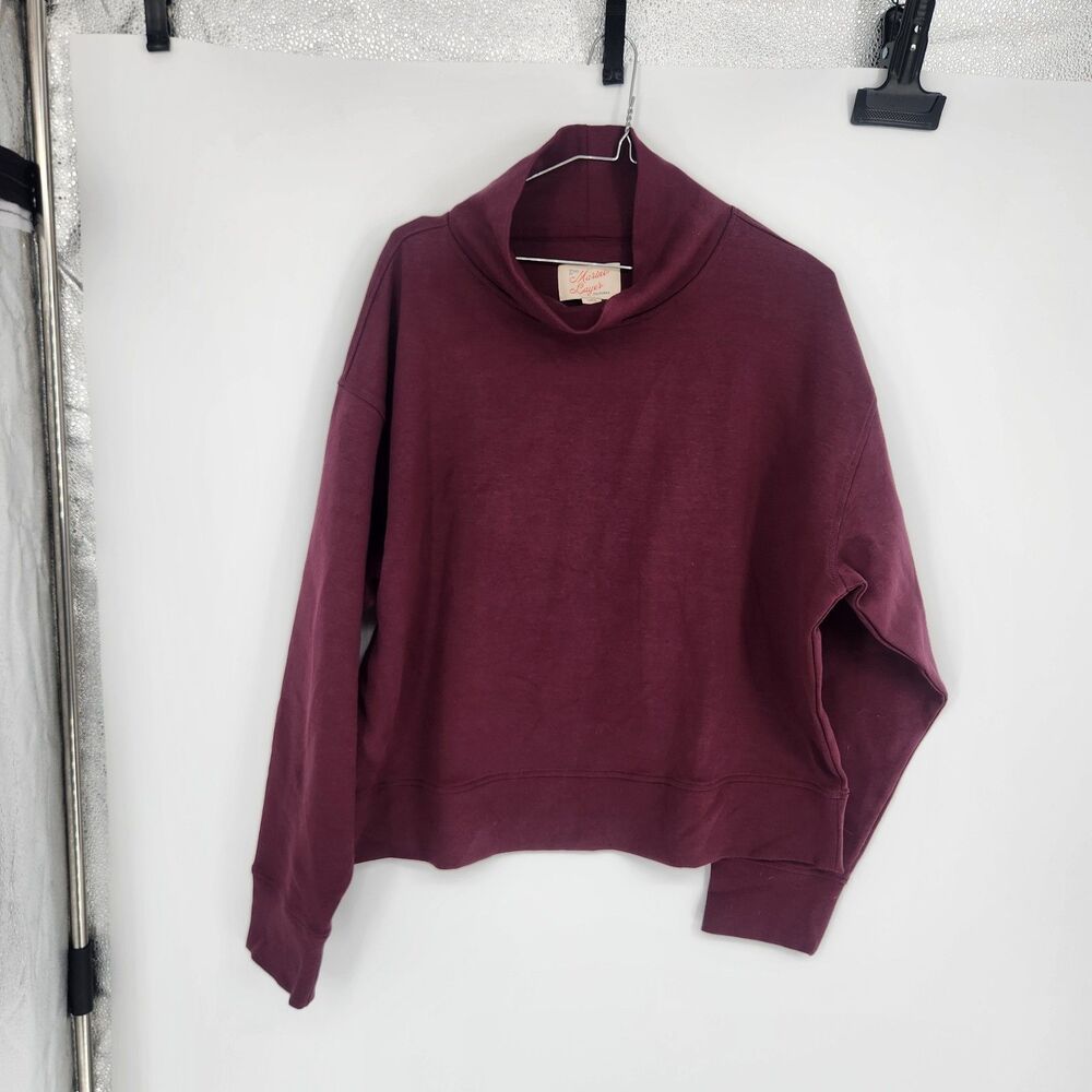 Marine Layer Burgundy Large Nova Mock Neck Sweatshirt NWT